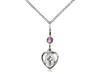· Heart / Cross Medal with Light Amethyst Bead. · Medal Measures 3/8-inch tall by 3/8 - inch wide.