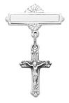 Sterling Silver Baby Bar Pin With Crucifix