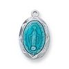 Sterling Silver & Blue Miraculous Medal on 16" chain