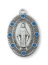 Miraculous Sterling Silver & Blue Medal on 18" chain