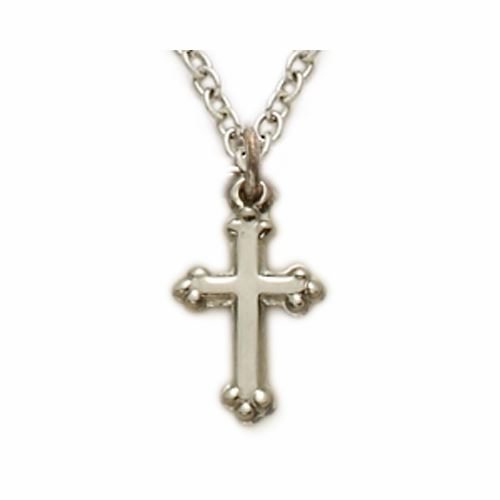 Sterling Silver Budded Baby Cross Necklace