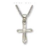 Sterling Silver Clear Crystal Baguette Cross Pendant on 16" Chain