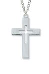 Sterling Silver Cut-Out Cross on 24 Inch Chain
