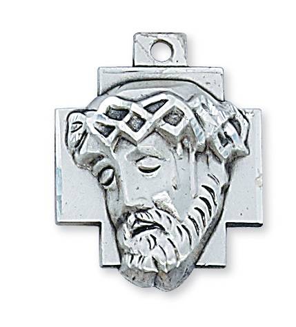 Sterling Silver Ecce Homo Medal on 24" Chain, Gift Boxed