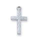 Sterling Silver Engraved Cross On 16" Chain