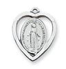 Sterling Silver Heart Miraculous Medal on 18" chain