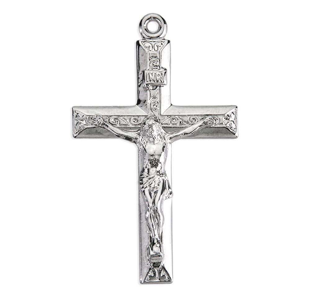 Sterling Silver High Polished Crucifix on 20