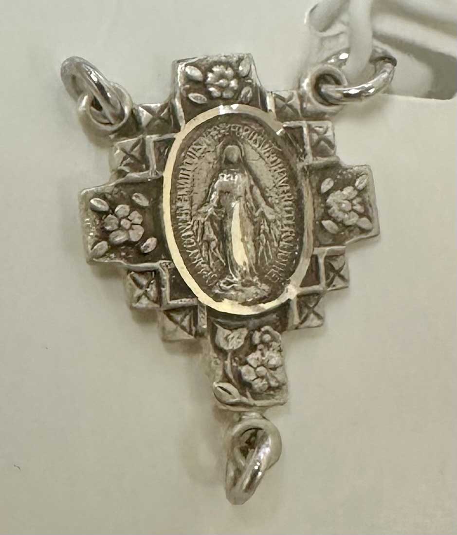 Sterling Silver Miraculous Cross Rosary Centerpiece