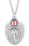 Sterling Silver Miraculous Medal Army Shield