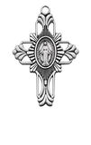 Sterling Silver Miraculous Medal Cross on 20" Rhodium Plated Chain