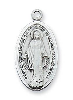 Sterling Silver Miraculous Medal on 18" Chain