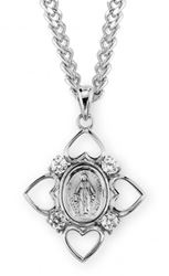 Sterling Silver Miraculous Medal with Cubic Zirconia