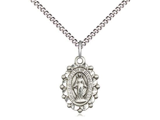 Sterling Silver Miraculous Sterling Silver Medal on 18" Chain
