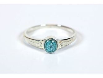 Sterling Silver Miraculous Ring w/Blue Epoxy, Childs Size 3