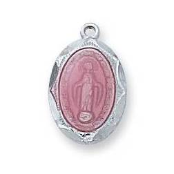 Sterling Silver & Pink Miraculous Medal 