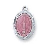 Sterling Silver & Pink Miraculous Medal 