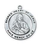 Sterling Silver Round Sacred Heart Medal