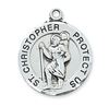 Sterling Silver Round St. Christopher Medal on 24" chain
