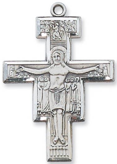 Sterling Silver San Damiano Crucifix on 20" Chain