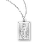 Sterling Silver Square Miraculous Medal on 24" Chain
