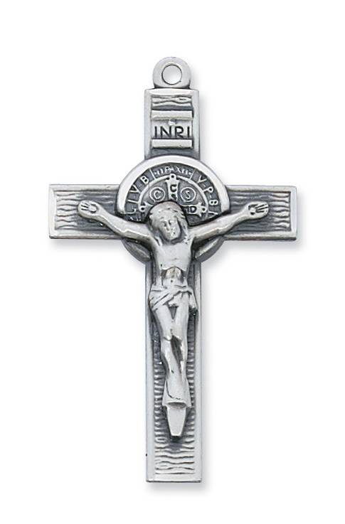 Sterling Silver Saint Benedict Crucifix on 24