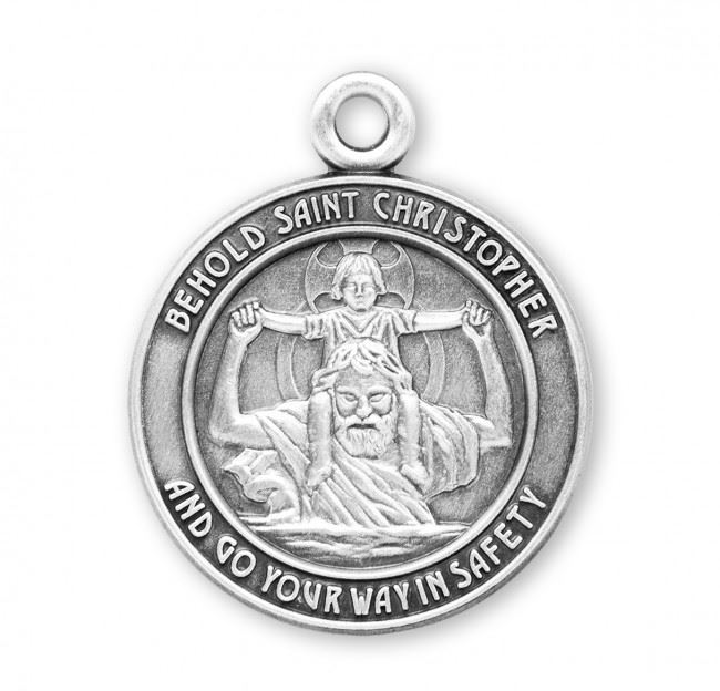 St. Christopher Sterling Silver Medal on 24 inch Chain