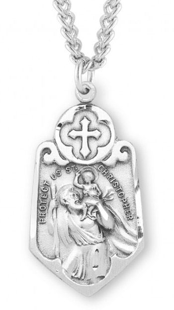 Sterling Silver St. Christopher with Cross Medal