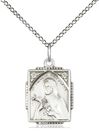 St. Therese Sterling Silver Rectangle Medal on 18" chain