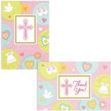 Sweet Christening Pink Invitations and Thank You Cards