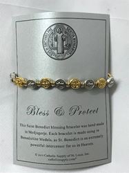Tan Benedictine Bracelet with Mixed Medals