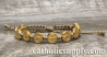 Tan and Gold St. Benedict Blessing Bracelet with Story Card