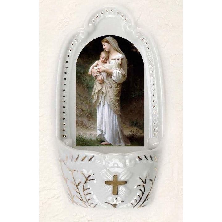 5-1/4 Inch Porcelain Holy Water Font featuring The Innocence
