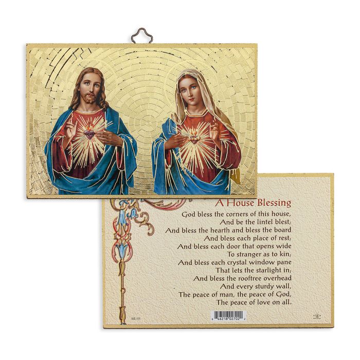 The Sacred Hearts 4" x 6" Gold Foil Mosaic Plaque