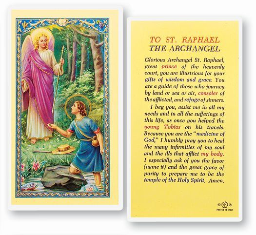 To St. Raphael The Archangel Holy Card