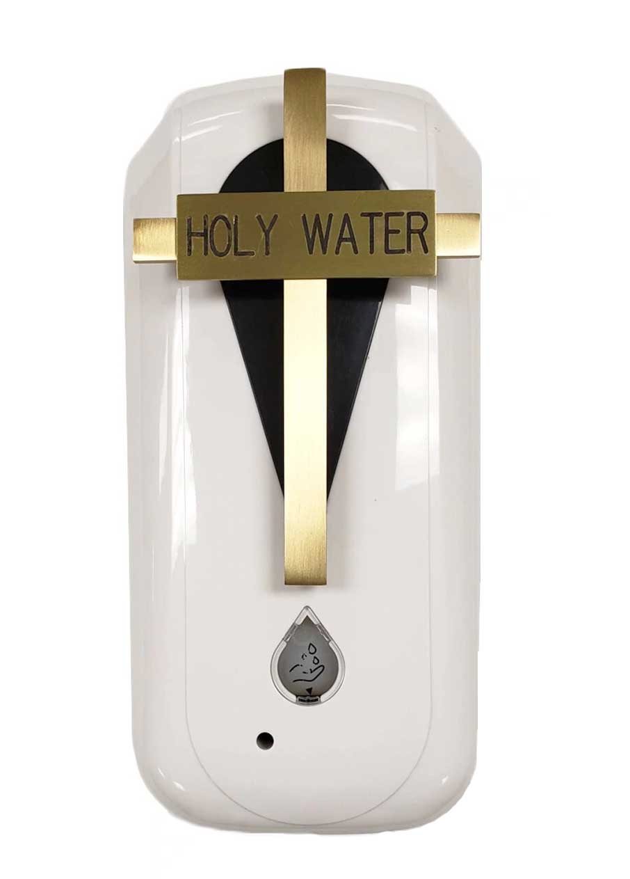 Touchless Holy Water Dispenser with Brass Cross, 10"