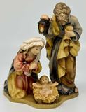 Traditional 5.75" Holy Family Wood Carved  Nativity Statue from Italy
