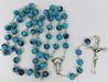 Turquoise Purple Painted Glass Bead Rosary from Italy