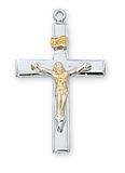 Tutone Sterling Silver Crucifix on 18" Chain