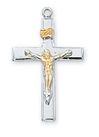 Two Tone Sterling Silver Crucifix on 18" Chain