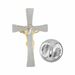 Two-Tone Silver and Gold Crucifix Lapel Pin - 14252