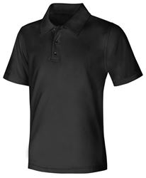 Unisex Black Performance Knit Polo, Short Sleeve