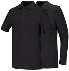 Unisex Black Pique Knit Polo Shirt