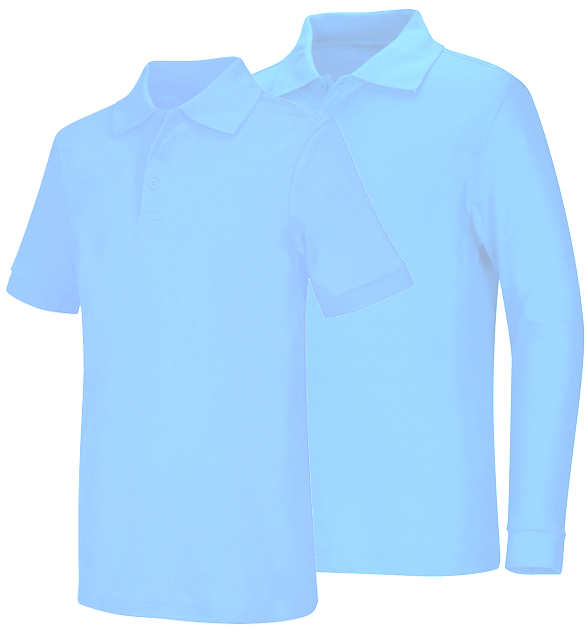 Unisex Light Blue Pique Knit Polo Shirt