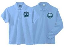 Unisex Light Blue Pique Knit Polo Shirt with SCL Logo