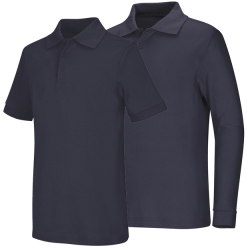 Unisex Navy Smooth Interlock Knit Polo Shirt