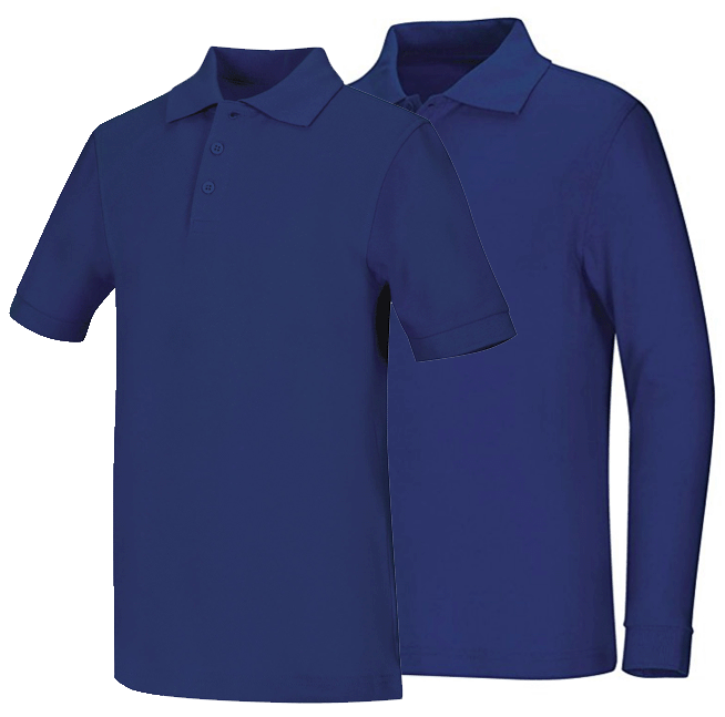 Unisex Royal Blue Smooth Interlock Knit Polo Shirt