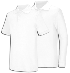 Unisex White Smooth Interlock Knit Polo Shirt