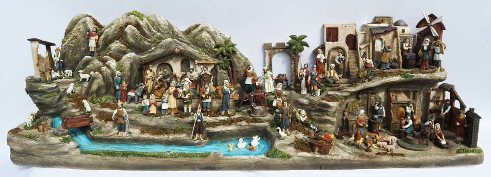 Roman 7-Piece Brown Josephs Studio Nativity with Back Wall Christmas Table Top Decoration 12