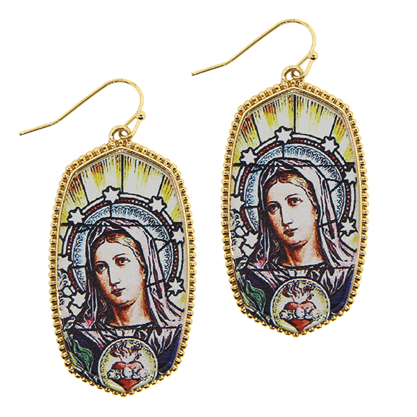 Virgin Mary Drop Earrings