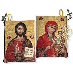 Virgin Of Smolensk & Christ The Teacher Icon Rosary Pouch
